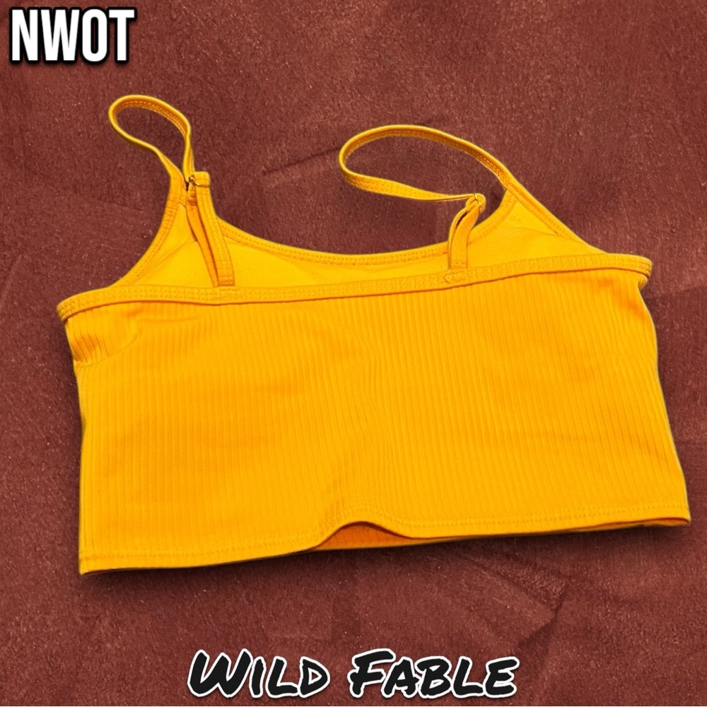 NWOT Wild Fable Mustard Yellow Crop Top Tank Top with Adjustable straps - Picture 3 of 6